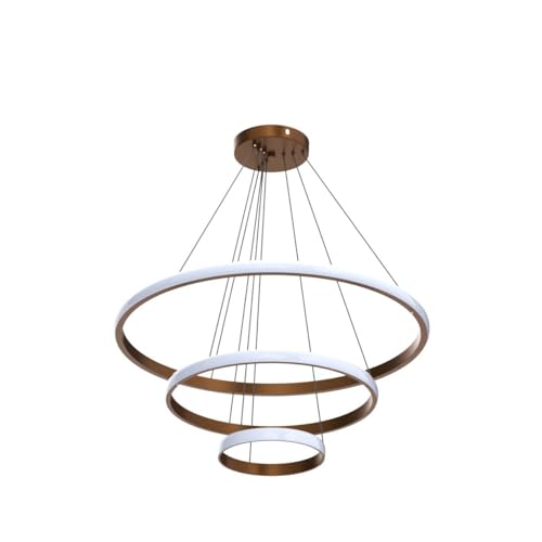 Modern LED Ring Pendant Chandelier Light | Contemporary Hanging Ceiling Lamp | Warm White Decorative Lighting Fixture | Gold Finish | Ideal for Dining Room, Living Room, Kitchen Island & Hall - Image 4