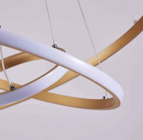 Modern LED Ring Pendant Chandelier Light | Contemporary Hanging Ceiling Lamp | Warm White Decorative Lighting Fixture | Gold Finish | Ideal for Dining Room, Living Room, Kitchen Island & Hall - Image 6