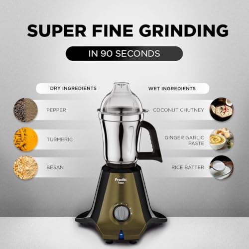 Preethi Titan Mixer Grinder | 1000W Watt | 2yr Guarantee & Lifelong Free Service I 3 Jars I Black (MG-283) - Image 3
