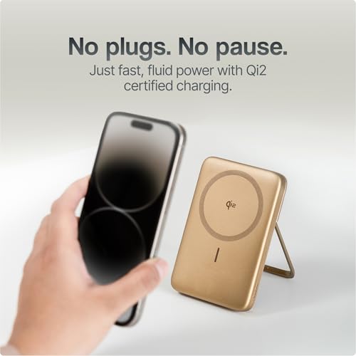 Ambrane Qi2 Magsafe Wireless 10000mAh Powerbank, Faster 15W Wireless Charging, Better Magnetic Strength, Low Heat with Qi2 Certified Technology, Metal Stand, for iPhone 12 or Later (MagSurge, Purple) - Image 4