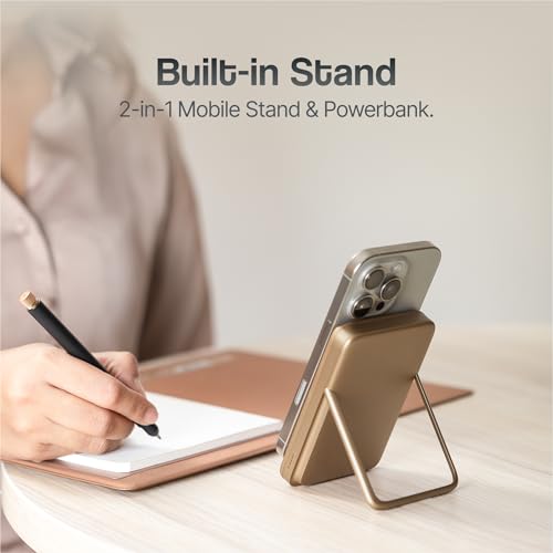 Ambrane Qi2 Magsafe Wireless 10000mAh Powerbank, Faster 15W Wireless Charging, Better Magnetic Strength, Low Heat with Qi2 Certified Technology, Metal Stand, for iPhone 12 or Later (MagSurge, Purple) - Image 5