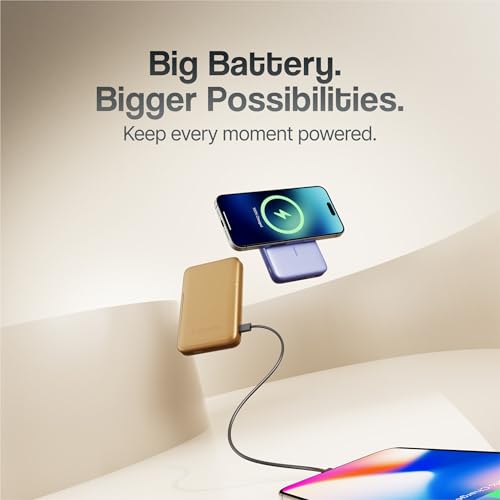 Ambrane Qi2 Magsafe Wireless 10000mAh Powerbank, Faster 15W Wireless Charging, Better Magnetic Strength, Low Heat with Qi2 Certified Technology, Metal Stand, for iPhone 12 or Later (MagSurge, Purple) - Image 7