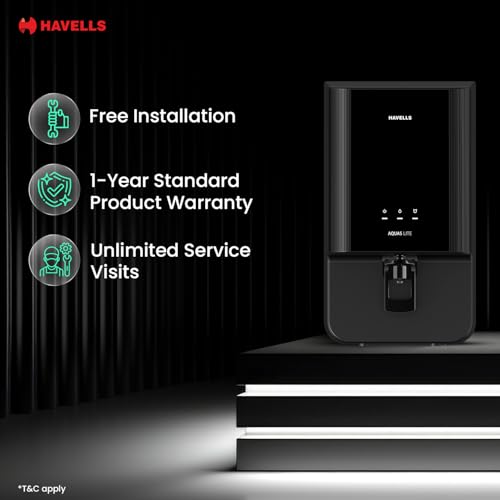 Havells Aquas Lite Water Purifier, UV + UF Purification, 4-stages, 7L Storage, Ideal for Municipal Water, Significant water savings, BIS Approved, Black - Image 7