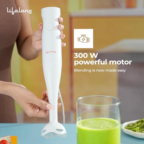 Lifelong 300W Electric Hand Blender for Kitchen | Dual Speed Control | Detachable Stainless Steel Blade | Easy Click Fit Locking | Multipurpose Blender for Smoothies & Juices - Image 2