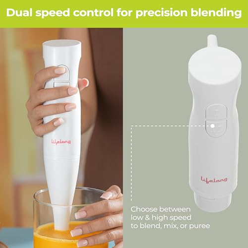 Lifelong 300W Electric Hand Blender for Kitchen | Dual Speed Control | Detachable Stainless Steel Blade | Easy Click Fit Locking | Multipurpose Blender for Smoothies & Juices - Image 4