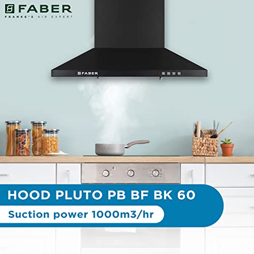 Faber 60 cm 1000 m³/hr Kitchen Chimney (HOOD PLUTO PB BF BK 60, Baffle Filter, Push Button, Black) - Image 5