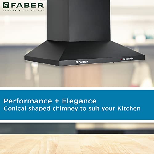 Faber 60 cm 1000 m³/hr Kitchen Chimney (HOOD PLUTO PB BF BK 60, Baffle Filter, Push Button, Black) - Image 7