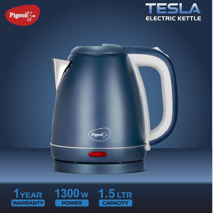 Pigeon Tesla Electric Kettle 1.5 L, 1300 Watt, Stainless Steel Body with Auto Shut-off Feature Used for Boiling Water - (Matt Blue) - Image 3