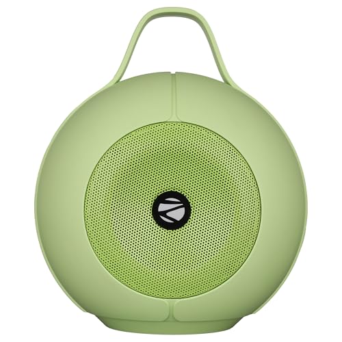 ZEBRONICS Sound POD 30 Portable Bluetooth Speaker, 12 Watts, Upto 8 Hours Playback, Passive Radiator, BTv5.3 | mSD | TWS | Splash Proof, RGB LED, Carry Handle, Deep Bass (Green)