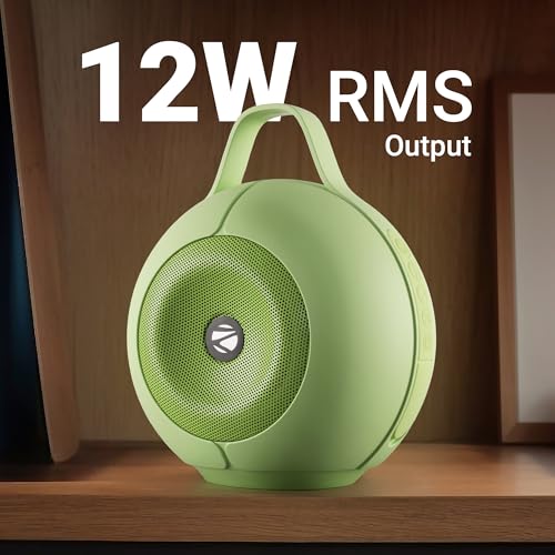 ZEBRONICS Sound POD 30 Portable Bluetooth Speaker, 12 Watts, Upto 8 Hours Playback, Passive Radiator, BTv5.3 | mSD | TWS | Splash Proof, RGB LED, Carry Handle, Deep Bass (Green) - Image 3