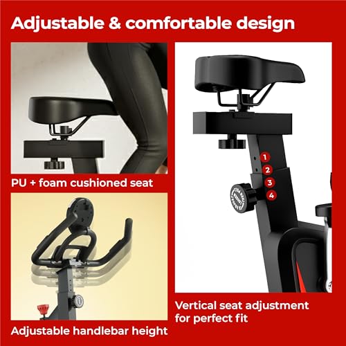 Lifelong Fit Pro Spin Fitness Bike for Home | Exercise Bike for Cardio Workout with 7 KG Flywheel, Adjustable Resistance & LED Display | Cushioned Adjustable Seat | Non-Slip Pedals | Max User Weight 120 KG - Image 7