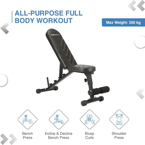 Amazon Basics Heavy Duty 3 in 1 Adjustable Incline Multipurpose Gym Bench with Premium Upholstered Seats, Max User Weight 350 KG | Multipurpose Fitness Bench - Image 3