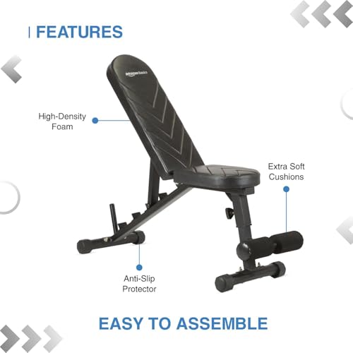 Amazon Basics Heavy Duty 3 in 1 Adjustable Incline Multipurpose Gym Bench with Premium Upholstered Seats, Max User Weight 350 KG | Multipurpose Fitness Bench - Image 5