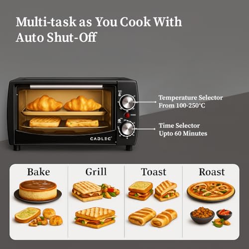 Cadlec Cruise Pro 12L Multi-Function OTG for Kitchen, 1000W Oven Toaster Griller, Bake Grill Toast, Oven for Baking, Adjustable Temperature & Timer, Black, 2 Year Warranty - Image 5
