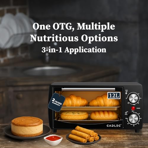 Cadlec Cruise Pro 12L Multi-Function OTG for Kitchen, 1000W Oven Toaster Griller, Bake Grill Toast, Oven for Baking, Adjustable Temperature & Timer, Black, 2 Year Warranty - Image 7