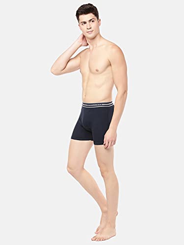 Macroman Valentino Classic Designer Trunks for Men, Premium Compact Cotton Rib Stretch Trunk Underwear with Anti-Microbial Finish, Navy Blue, S, Pack of 1 - Image 4