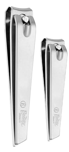 Beauté Secrets Set of 2 Nail Clippers, Toenail Clippers, Fingernail Clipper Cutters, Stainless Steel with Sharp Curved Blades, Nail Clippers for Men Women Kids(Large & Small)