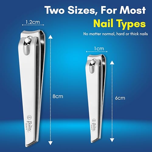 Beauté Secrets Set of 2 Nail Clippers, Toenail Clippers, Fingernail Clipper Cutters, Stainless Steel with Sharp Curved Blades, Nail Clippers for Men Women Kids(Large & Small) - Image 5