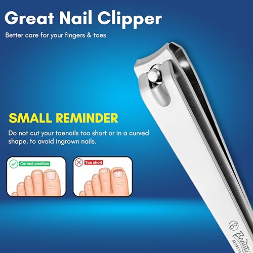 Beauté Secrets Set of 2 Nail Clippers, Toenail Clippers, Fingernail Clipper Cutters, Stainless Steel with Sharp Curved Blades, Nail Clippers for Men Women Kids(Large & Small) - Image 6