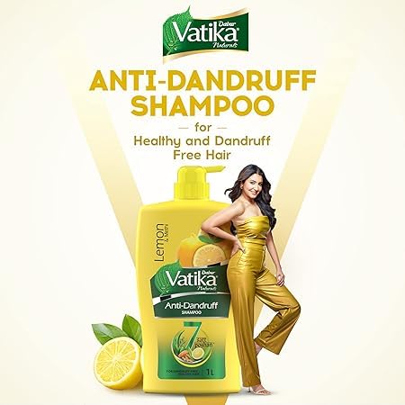 Dabur Vatika Lemon Anti-Dandruff Shampoo - 1 L | Reduces Dandruff from 1st Wash | Moisturises Scalp | Provides Gentle Cleansing, Conditioning & Nourishment to Hair - Image 3