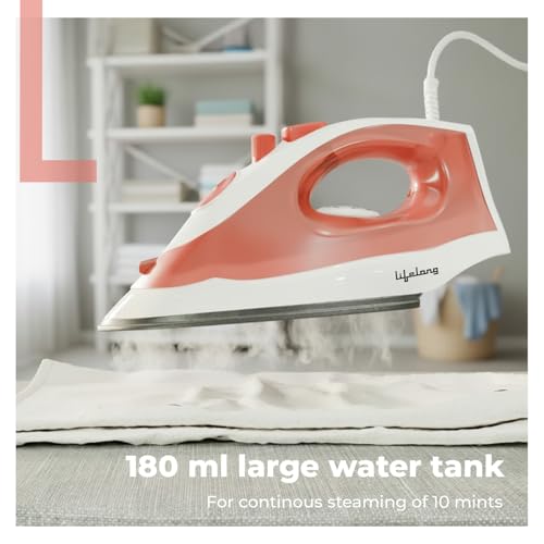 Lifelong Steam Iron for Clothes | 1300W Iron Press with Vertical Steaming & Non-Stick Soleplate | Adjustable Temperature & Steam Control | Lightweight Design for Crisp & Wrinkle-Free Results - Image 7