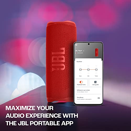 JBL Flip 6 Wireless Portable Bluetooth Speaker Pro Sound, Upto 12 Hours Playtime, IP67 Water & Dustproof, PartyBoost & Personalization by JBP App (Without Mic, Red) - Image 6