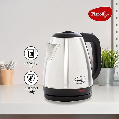 Pigeon 1.5 litre Hot Kettle and Stainless Steel Water Bottle Combo used for boiling Water, Making Tea and Coffee, Instant Noodles, Soup with Auto Shut- off Feature, 1300 W - Image 3