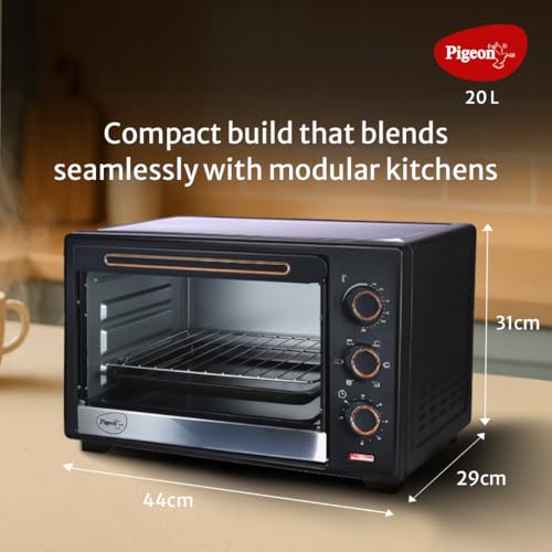 Pigeon Electric Oven (12383) 20 Liters OTG with Grill and Rotisserie, Oven Toaster and Grill for Grilling and Baking Cakes (Grey) - Image 5