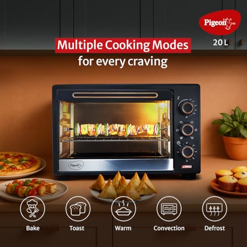 Pigeon Electric Oven (12383) 20 Liters OTG with Grill and Rotisserie, Oven Toaster and Grill for Grilling and Baking Cakes (Grey) - Image 6
