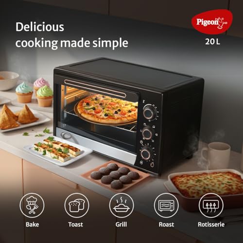 Pigeon Electric Oven (12383) 20 Liters OTG with Grill and Rotisserie, Oven Toaster and Grill for Grilling and Baking Cakes (Grey) - Image 7