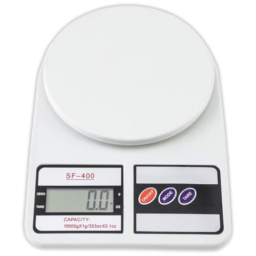 Btag SF-400 Digital Kitchen Weighing Scale | 10Kg x 1g Precision | Food Scale with LCD Display for Cooking, Baking, Meal Prep & Healthy Diet | Compact Electronic Weight Machine for Home Use.(White)