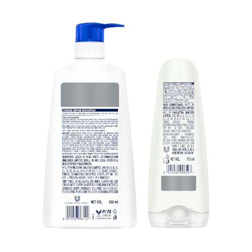 Dove Intense Repair Shampoo 650ml & Dove Intense Repair Conditioner 175ml, Combo | Enriched With Keratin Actives to Smoothen Dry and Frizzy Hair - Deep Conditions Damaged Hair for Men & Women - Image 3