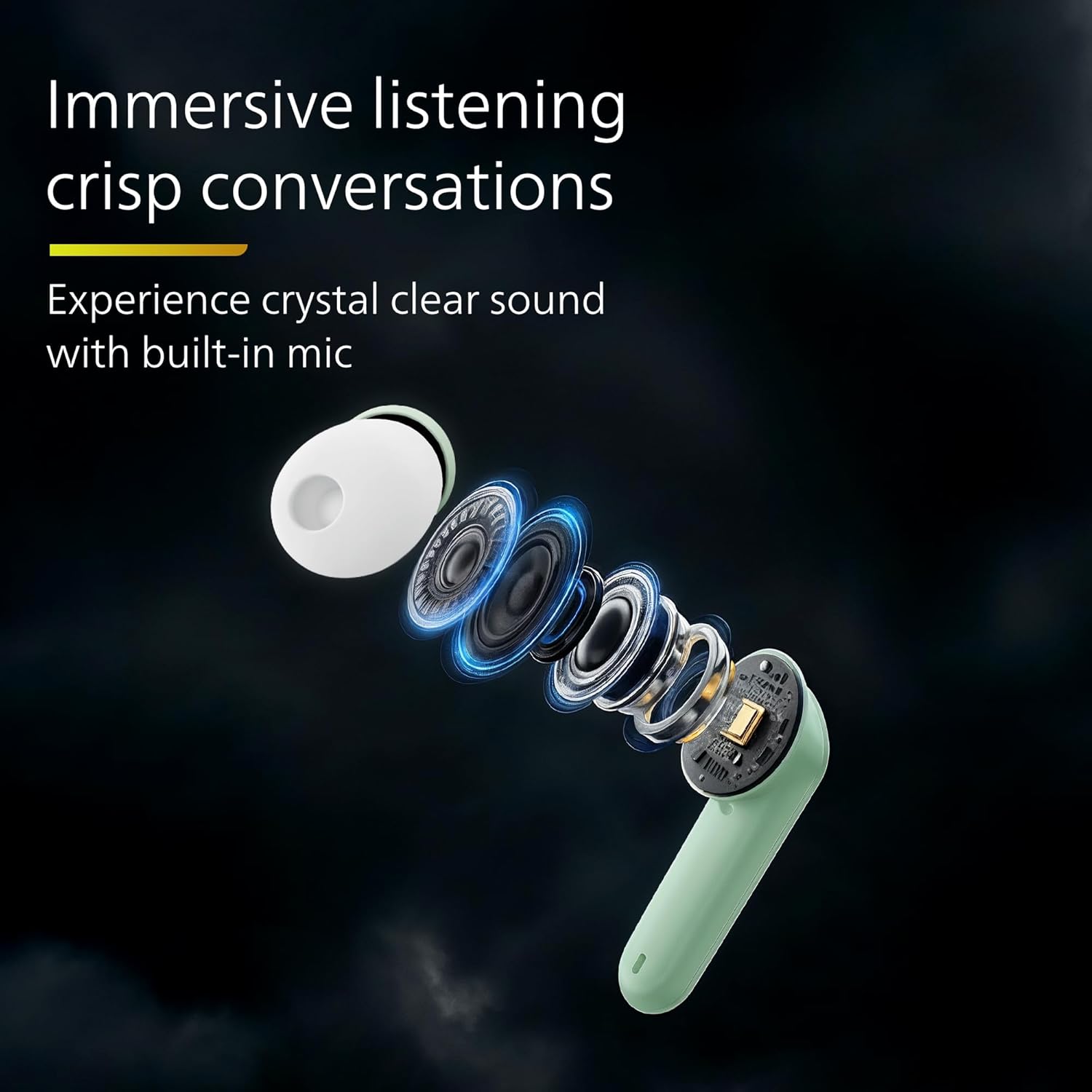 Philips TAT1269 Bluetooth Truly Wireless in Ear Earbuds with mic, 13mm Drivers, Bluetooth 5.4, 40H Playtime, IPX5, Fast Charging,Touch Controls, Voice Assistant, Mono Mode, LED Indicator(Frosty Green) - Image 4