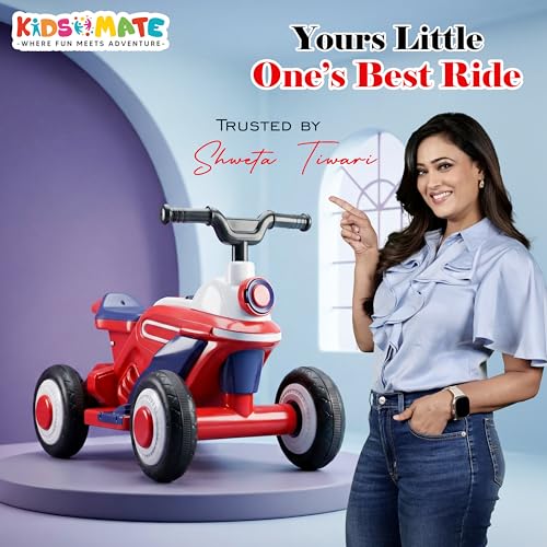 Kidsmate Star Racer Electric Bike for Kids | Safe Battery-Powered Motorbike Built-in Music, USB & Foot Accelerator | Comfort Backrest & Dual Direction Switch | Easy-to-Ride for Kids 1 to 4 Year - Red - Image 2