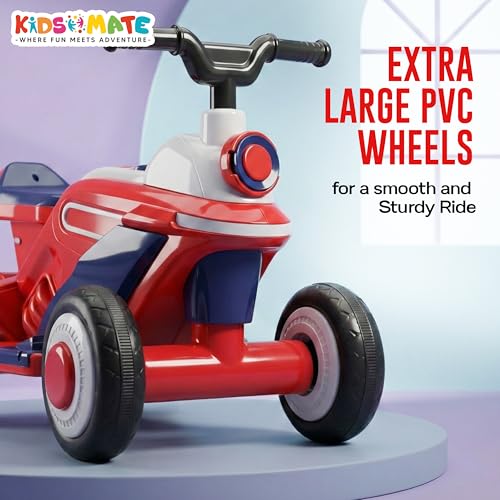Kidsmate Star Racer Electric Bike for Kids | Safe Battery-Powered Motorbike Built-in Music, USB & Foot Accelerator | Comfort Backrest & Dual Direction Switch | Easy-to-Ride for Kids 1 to 4 Year - Red - Image 5