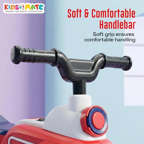 Kidsmate Star Racer Electric Bike for Kids | Safe Battery-Powered Motorbike Built-in Music, USB & Foot Accelerator | Comfort Backrest & Dual Direction Switch | Easy-to-Ride for Kids 1 to 4 Year - Red - Image 6