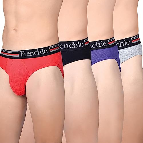 Frenchie Casuals 4000 Men's Cotton Briefs, Soild Underwear for Men with Ultrasoft Waistband - Pack of 4(S)