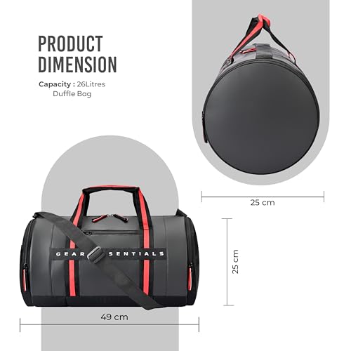 Gear Men/Women Clubsport 26L Medium Faux-Leather Water Resistant Travel Rolling Garment Bag, Duffle Bag/Gym Bag/Sports Duffle / (Black Red), 25 Centimeters, Multicolor - Image 4