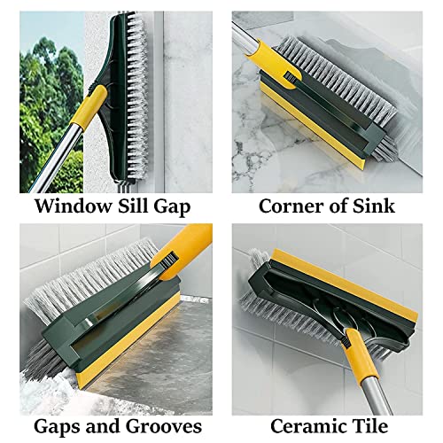 3 in 1 Bathroom Cleaning Brush with Wiper and Squeegees,Tiles Cleaning Brush with Long Handle Tile Cleaner Brush Bathroom Floor Brush Window Cleaning Brush Floor Scrub Brush Shower Squeezer - Image 2