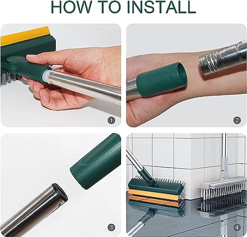 3 in 1 Bathroom Cleaning Brush with Wiper and Squeegees,Tiles Cleaning Brush with Long Handle Tile Cleaner Brush Bathroom Floor Brush Window Cleaning Brush Floor Scrub Brush Shower Squeezer - Image 4