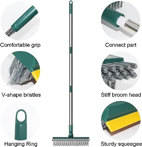 3 in 1 Bathroom Cleaning Brush with Wiper and Squeegees,Tiles Cleaning Brush with Long Handle Tile Cleaner Brush Bathroom Floor Brush Window Cleaning Brush Floor Scrub Brush Shower Squeezer - Image 5