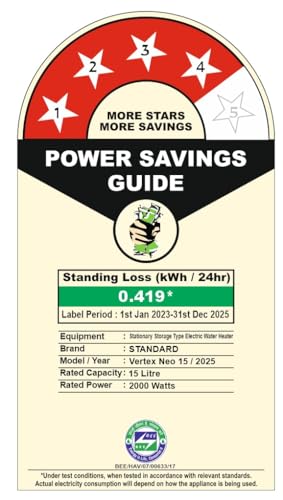 Standard By Havells Vertex Neo 4 Star 15L Storage Water Heater(Geyser)|Faster Heating|Safe to Use|Saves Electricity|Hydro Guard Coated Anti Rust Tank|Temp. Setting Knob|5 Yr. Tank Warranty| White - Image 3