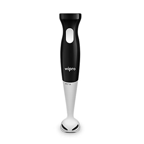 Wipro Fb101 Hand Blender 300 Watt(Plastic Stem) With Dc Motor| Low Noise & Super Fast Operation|Two In One Blade-Churn, Whip,Blend &Whisk|Sleek & Ergonomic|Hanging Hook - Black