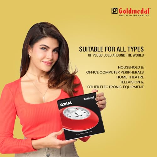 Goldmedal G-Dial 2 Pin Plug 5-Meter Extension Cord | Universal Socket & 2-Pin Sockets | Master Switch with Indicator | Ultra-Smooth Rotation | Extension Board for Home & Office |-Pack of 1 - Image 3