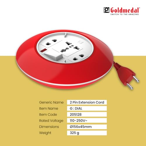 Goldmedal G-Dial 2 Pin Plug 5-Meter Extension Cord | Universal Socket & 2-Pin Sockets | Master Switch with Indicator | Ultra-Smooth Rotation | Extension Board for Home & Office |-Pack of 1 - Image 5