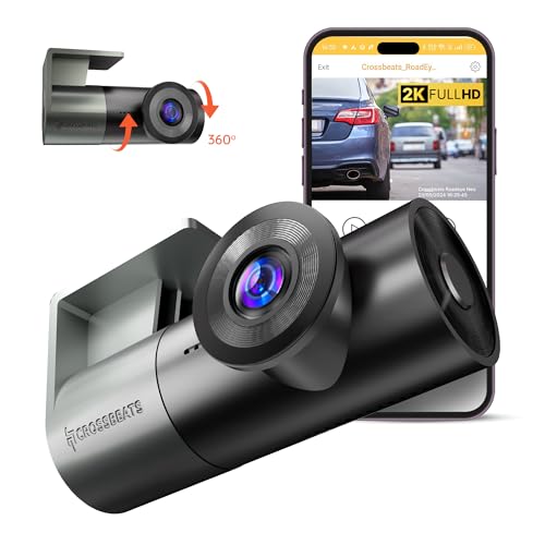 Crossbeats RoadEye Neo| New Launch| 2K FHD+ Dash Cam for Car| WiFi APP Mic Loop Record| 170° Wide Angle Dashcam for Car|Rotating Cabin Camera| Night Vision| Supercapacitor Dash Camera 1TB (2025 Model)
