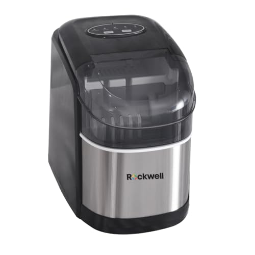 Rockwell IM12BSS Countertop Ice Maker Machine | 9 Ice ready in 8 mins |Self-Cleaning Function| 1 Year warranty | Portable Ice Maker with Ice Scoop & Basket for Home/Kitchen/Party/Camping - Black
