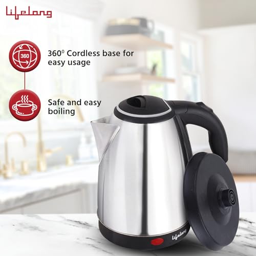 Lifelong ISI Certified Electric Kettle 1.5L with Stainless Steel Body, Easy and Fast Boiling of Water for Instant Noodles, Soup, Tea etc. (1 Year Manufacturer's Warranty, Silver, LLEK15) 1500 W - Image 6