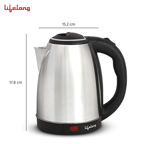 Lifelong ISI Certified Electric Kettle 1.5L with Stainless Steel Body, Easy and Fast Boiling of Water for Instant Noodles, Soup, Tea etc. (1 Year Manufacturer's Warranty, Silver, LLEK15) 1500 W - Image 7