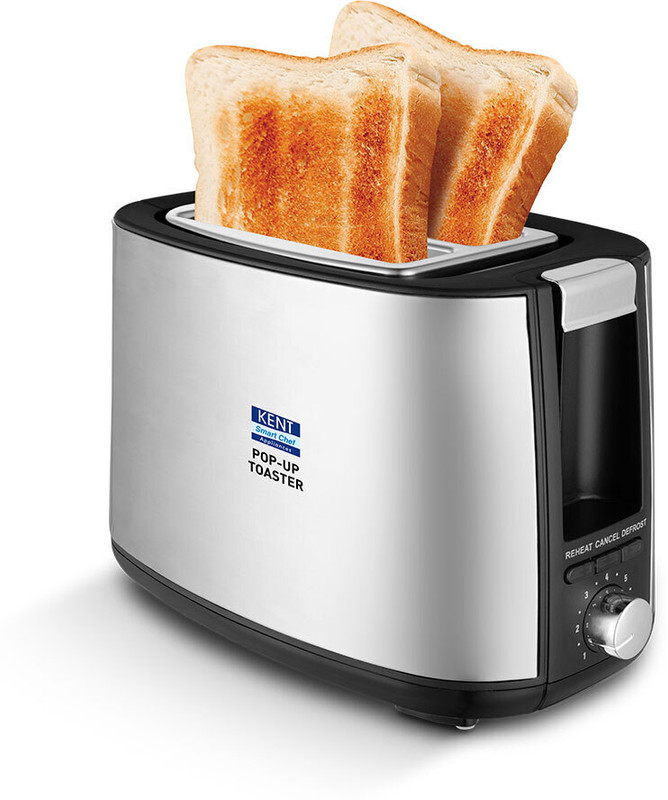 KENT Pop Up Toaster SS| Automatic Pop Up|7 Browning Modes|Removable Bread Crumb Tray 750 W Pop Up Toaster(Silver)